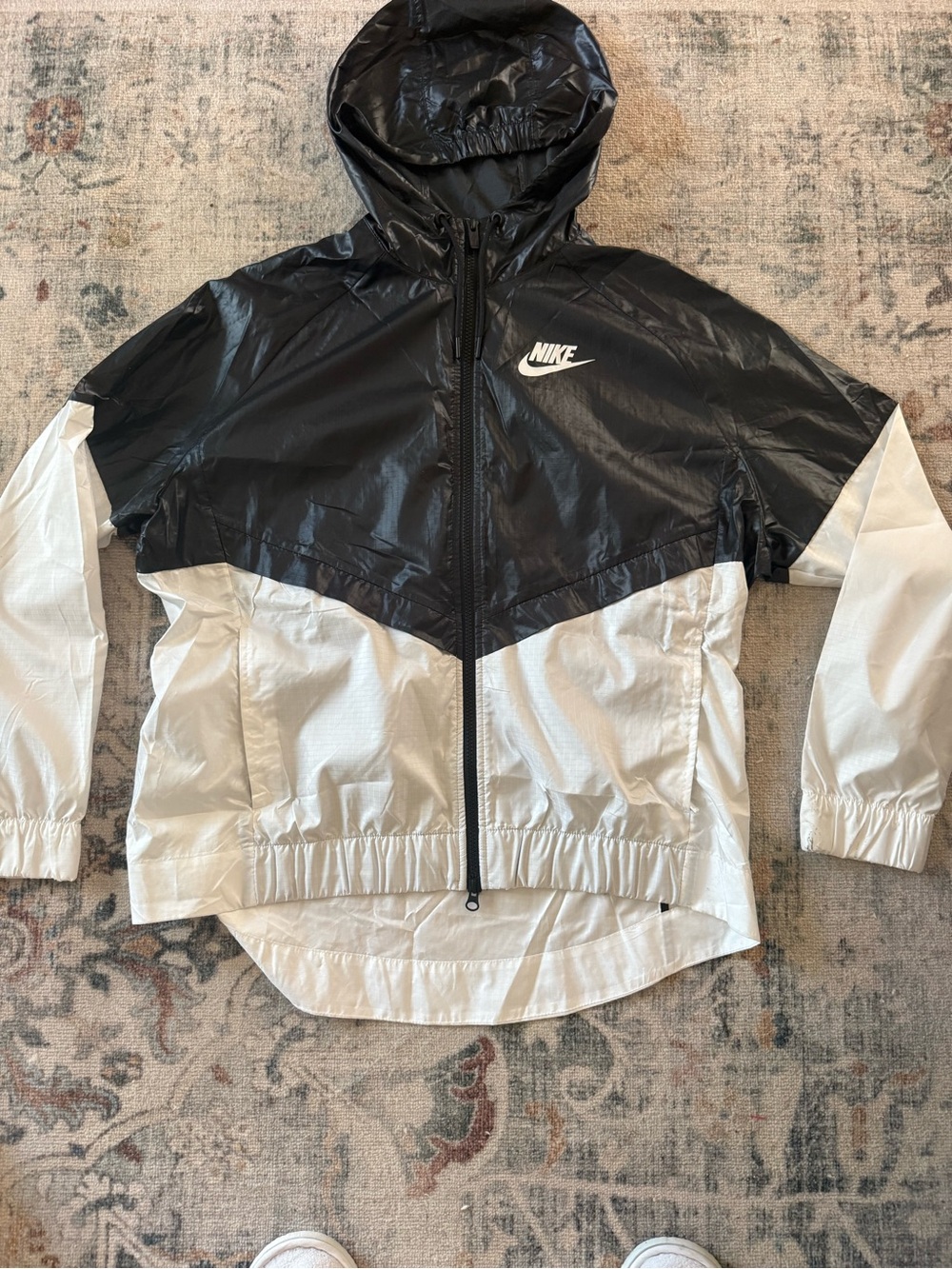 Nike Vintage Black and White Colorblock Hooded Jacket